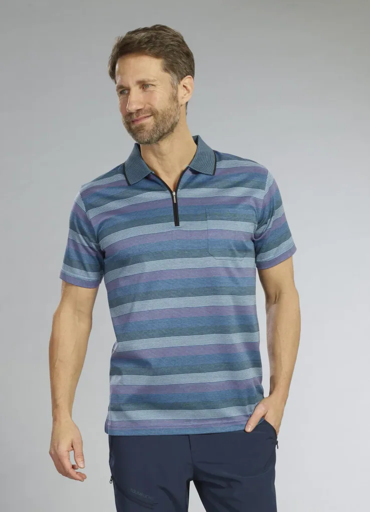 Polo shirt, blue striped, size M