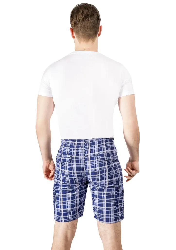 Shorts with cargo pocket, navy/checked, size M
