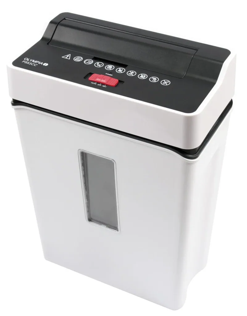 Paper shredder with particle cut, security level P4, white