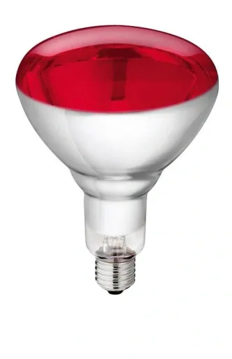 Tempered glass lamp in red, 250 W for heat lamps