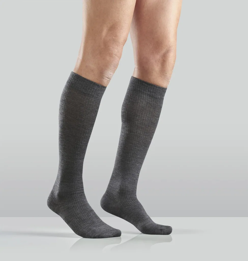 Support knee socks made of virgin wool, 2 pairs, size 39-41, wool grey