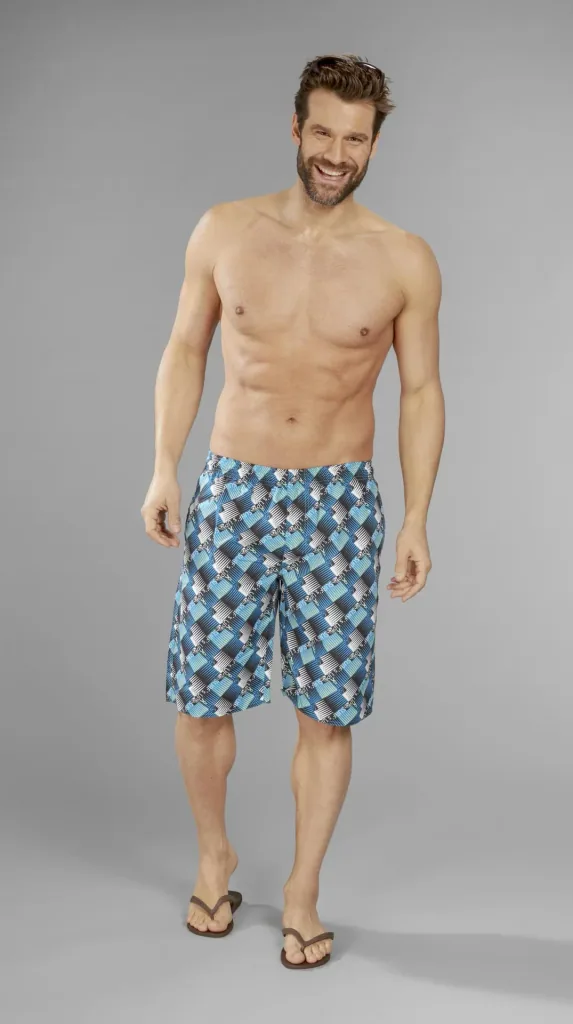 Reversible shorts, color azure/azure patterned, size XL