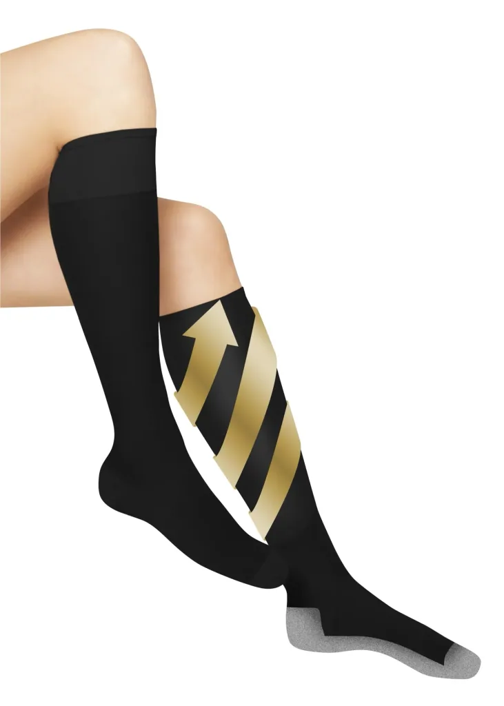 Support knee-high socks with terry cloth padding, black, size 38/39