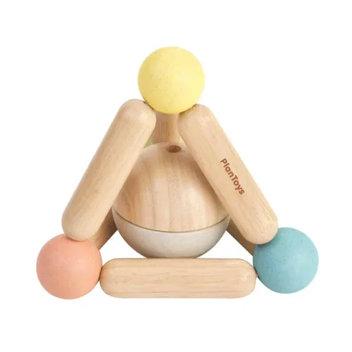 Plan Toys Baby rammelaar grijpspeelgoed piramide hout pastel