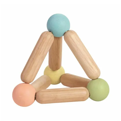 Plan Toys Baby rammelaar grijpspeelgoed piramide hout pastel