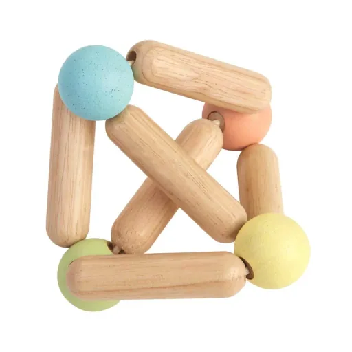 Plan Toys Baby rammelaar grijpspeelgoed piramide hout pastel