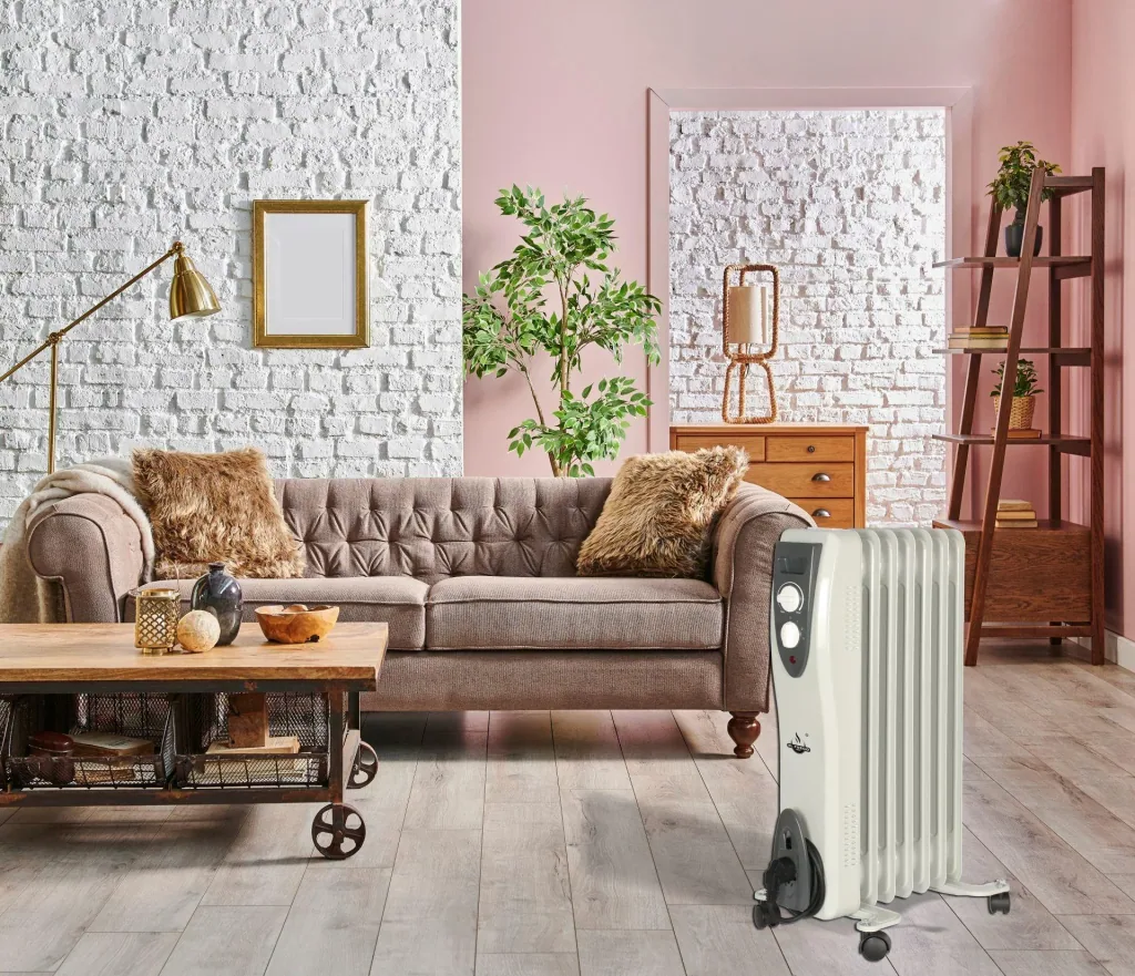 Mobile oil radiator, white, 7 fins