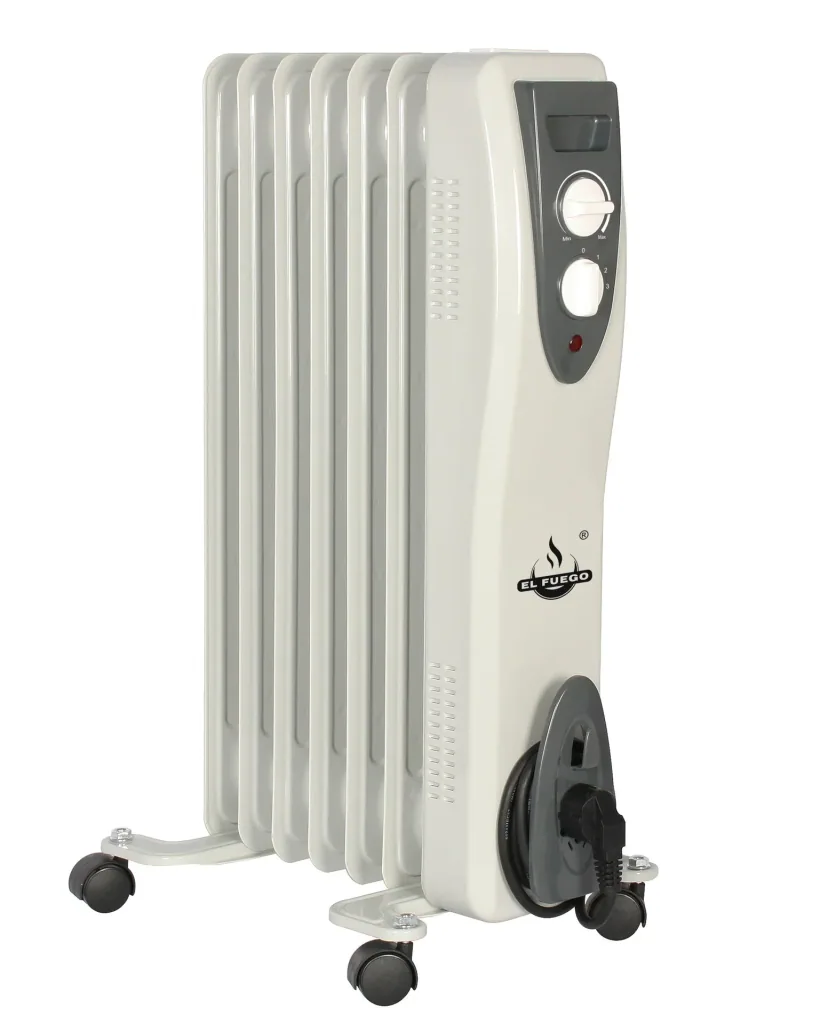 Mobile oil radiator, white, 7 fins