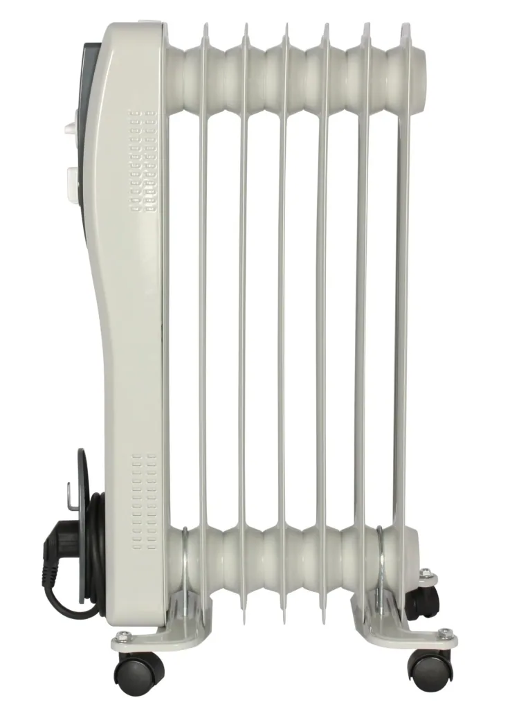 Mobile oil radiator, white, 7 fins