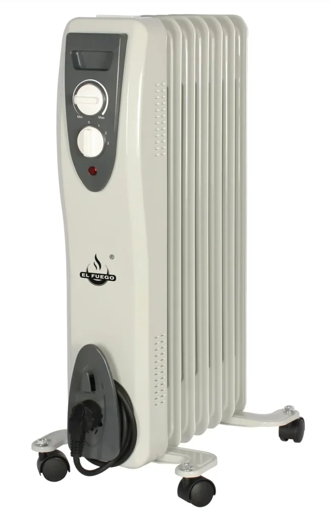 Mobile oil radiator, white, 7 fins