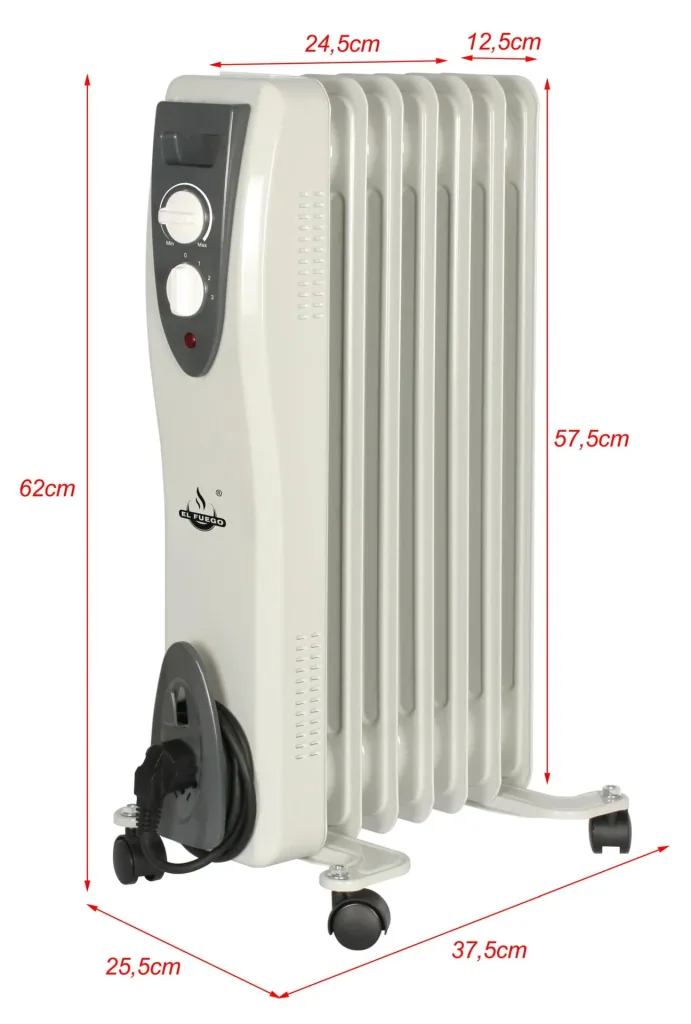 Mobile oil radiator, white, 7 fins