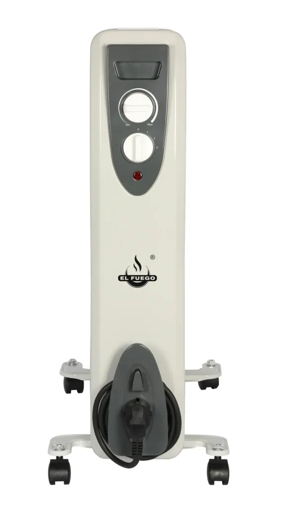 Mobile oil radiator, white, 7 fins
