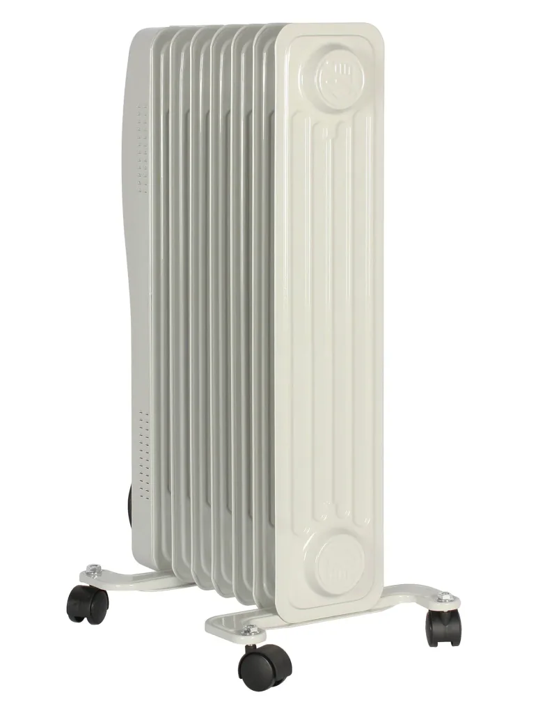 Mobile oil radiator, white, 7 fins