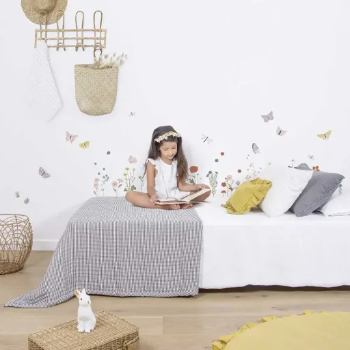 Lilipinso muursticker A3 zomerbloemen 1 grijs pastel