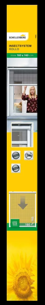 Insect screen roller blind for windows, white, 160 x 160 cm