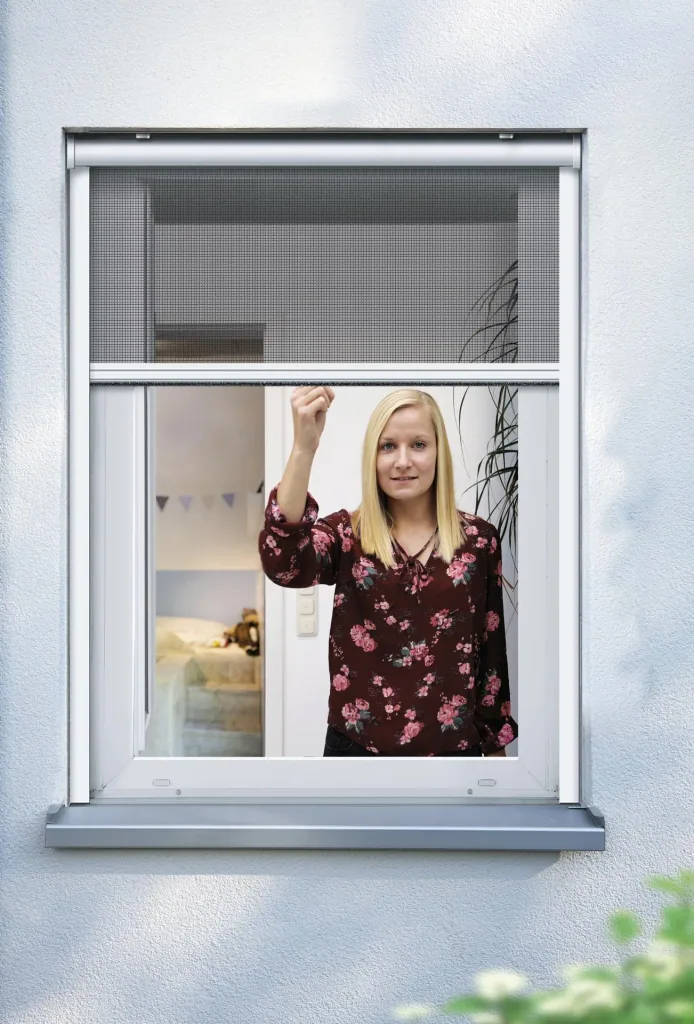 Insect screen roller blind for windows, white, 160 x 160 cm