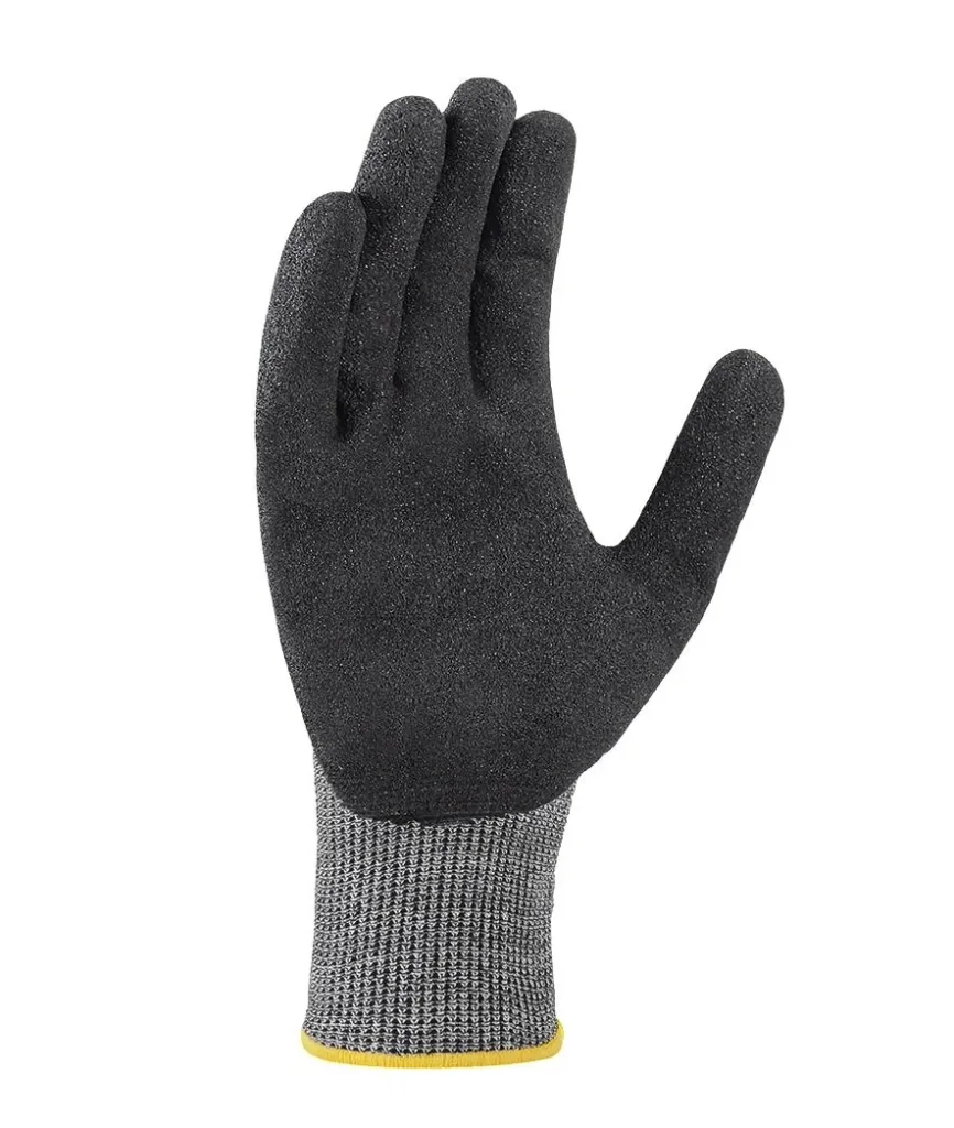 Cut-resistant knitted gloves with sanded nitrile coating, size 10