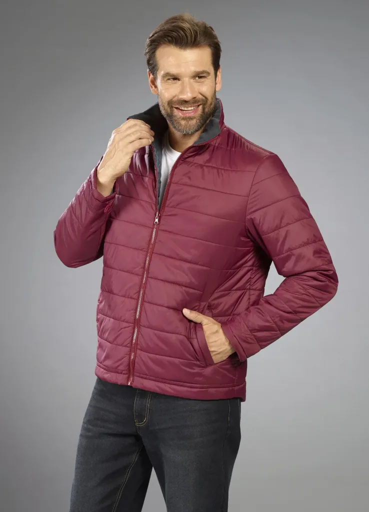 2-in-1 softshell jacket with removable inner jacket, color gray/burgundy, size M