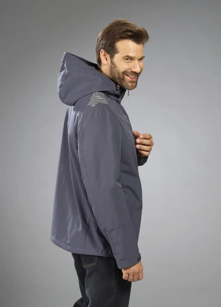 2-in-1 softshell jacket with removable inner jacket, color gray/burgundy, size M