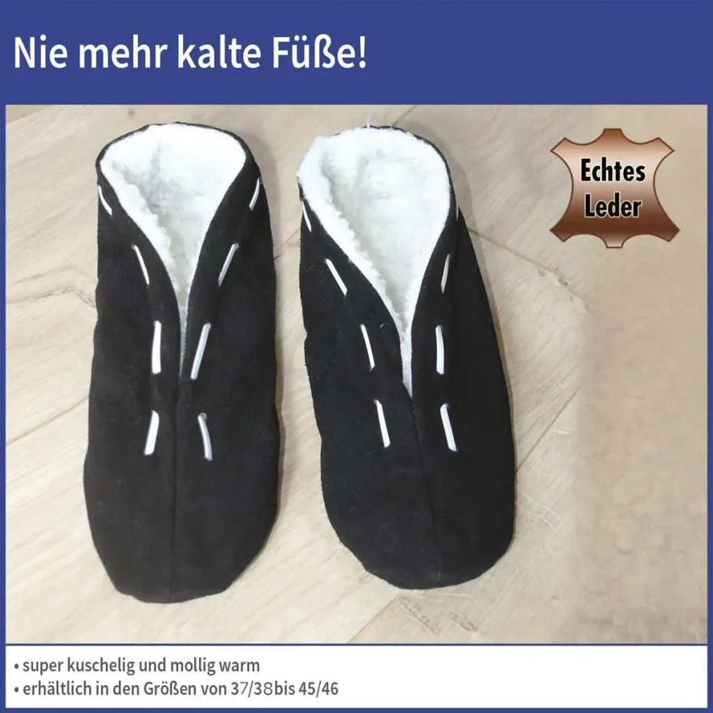 Fur slippers, black, size 39/40