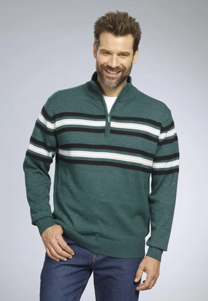 Striped sweater, green, size XL