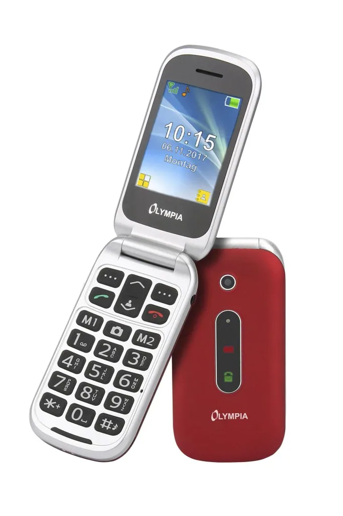 Large button flip phone, red