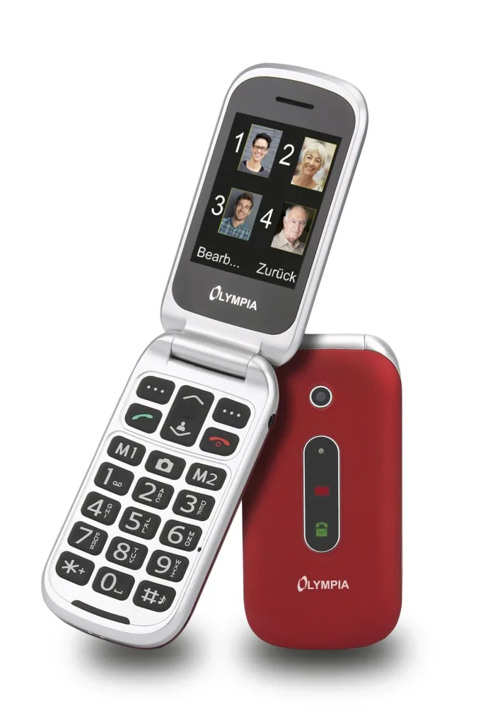 Large button flip phone, red