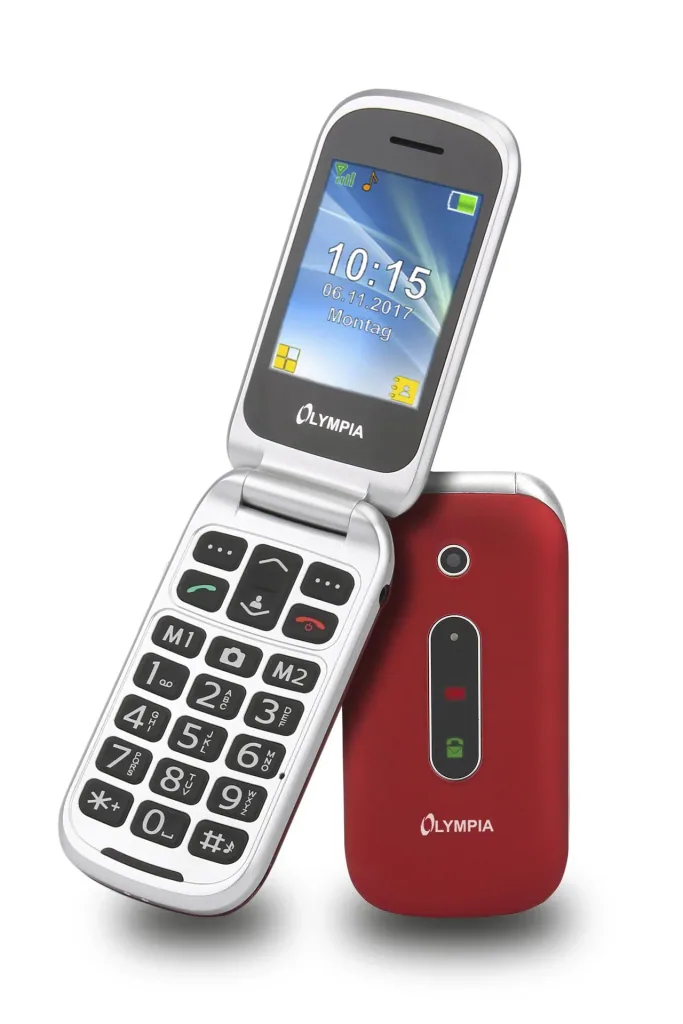 Large button flip phone, red