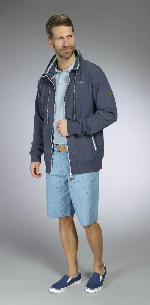 Sweat jacket, color navy/melange, size M