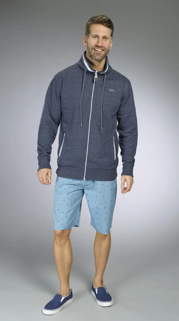 Sweat jacket, color navy/melange, size M