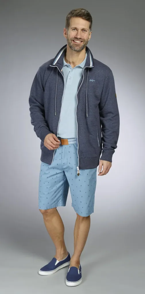 Sweat jacket, color navy/melange, size M