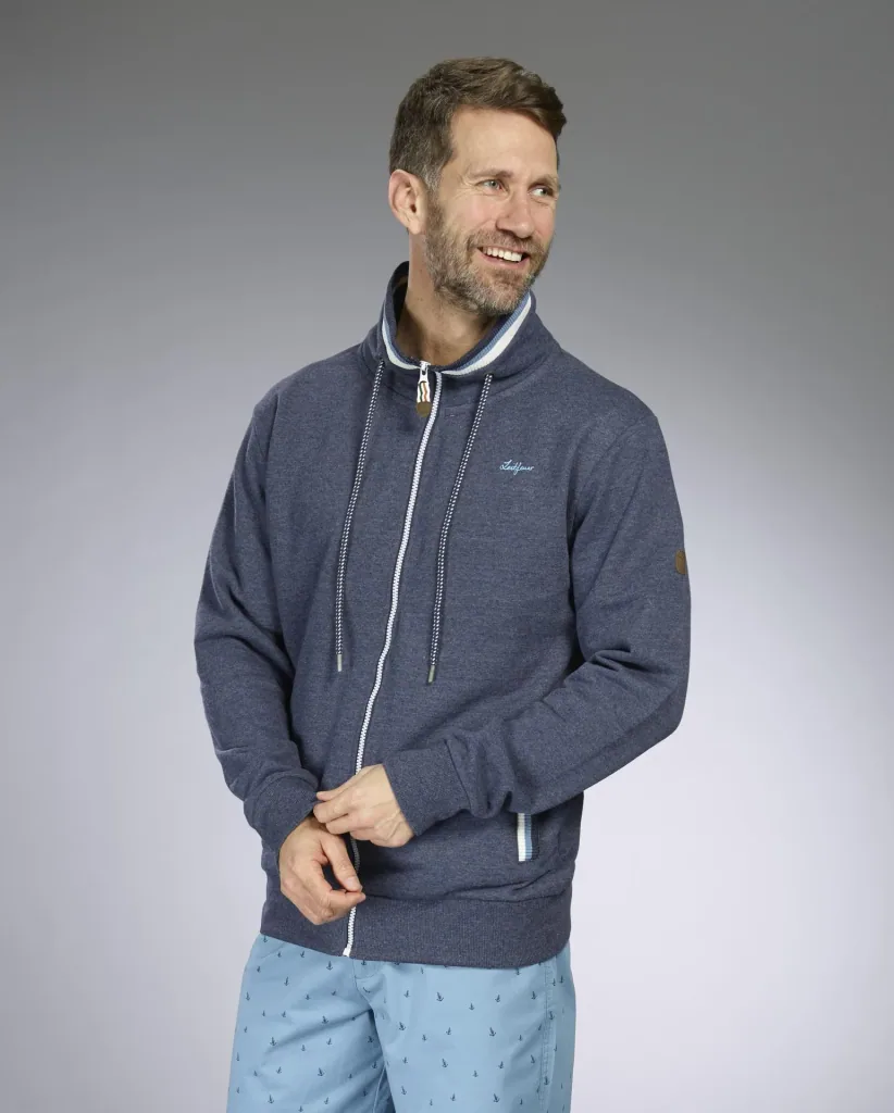 Sweat jacket, color navy/melange, size M