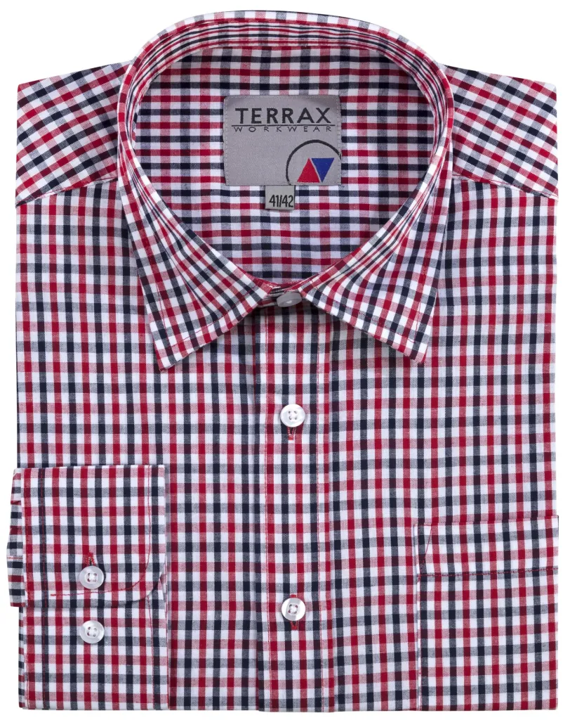 Cotton shirt, long-sleeved, color blue-red/checked, size 41/42