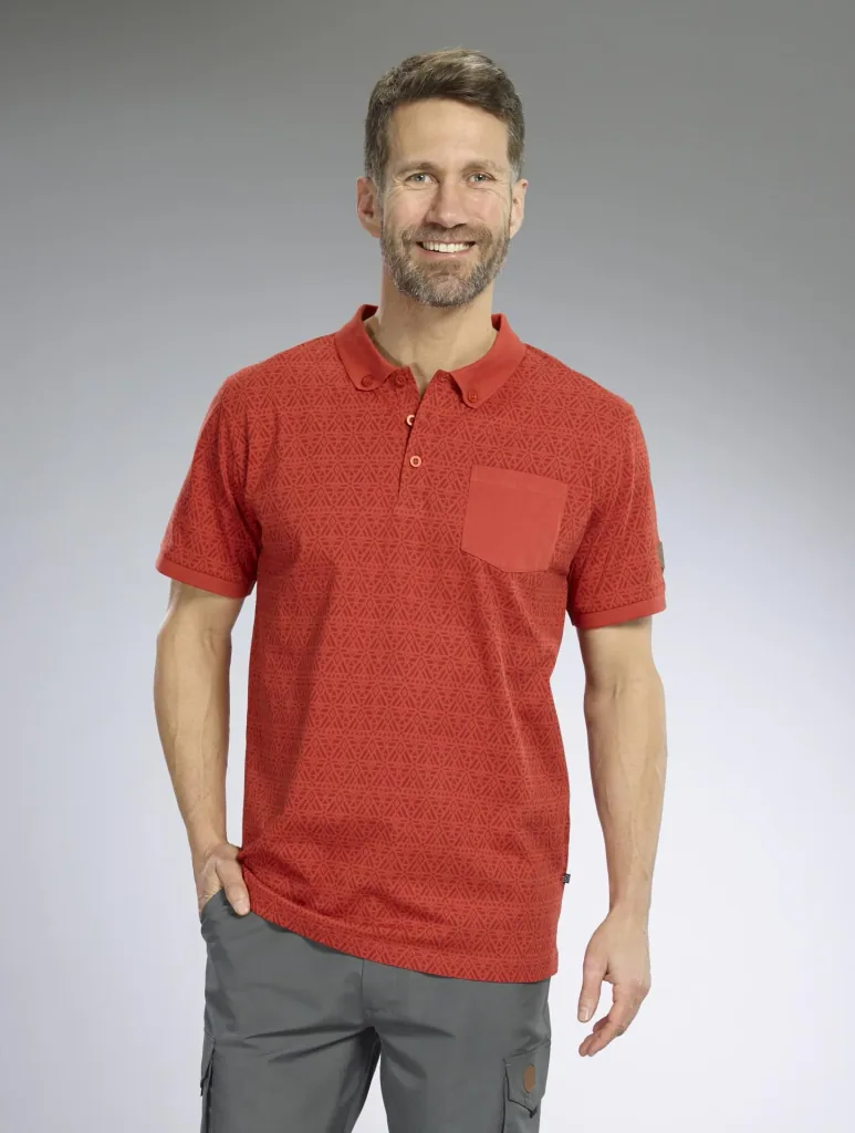 Patterned polo shirt, color red, size M
