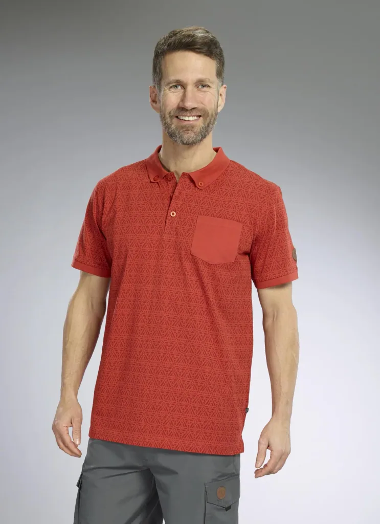 Patterned polo shirt, color red, size M