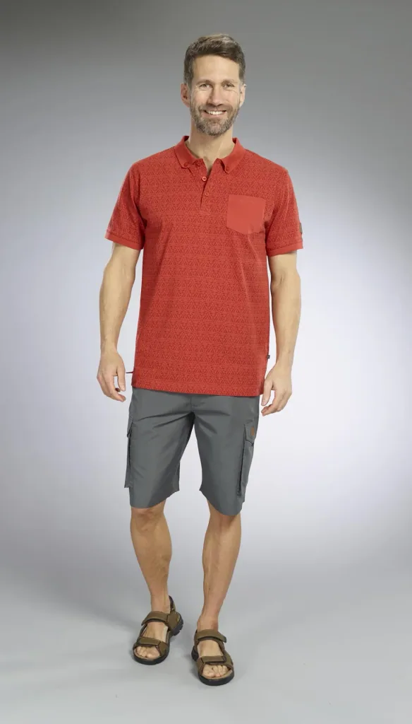Patterned polo shirt, color red, size M