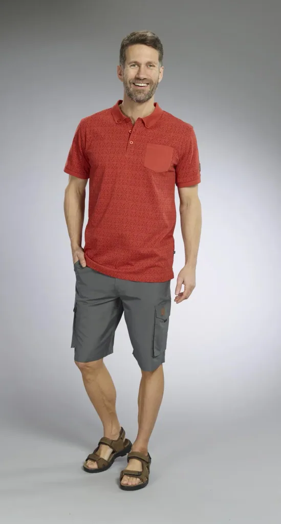Patterned polo shirt, color red, size M