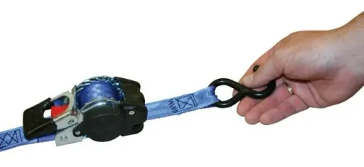 Automatic lashing strap with S-hook, 1.8 m x 25 mm