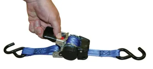 Automatic lashing strap with S-hook, 1.8 m x 25 mm