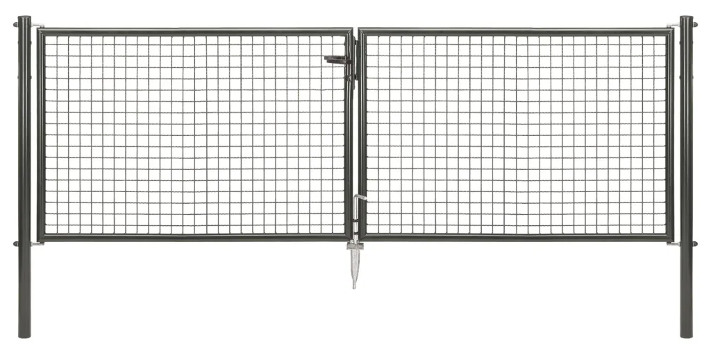 Double gate set with corrugated mesh including posts 3 x 1 m anthracite