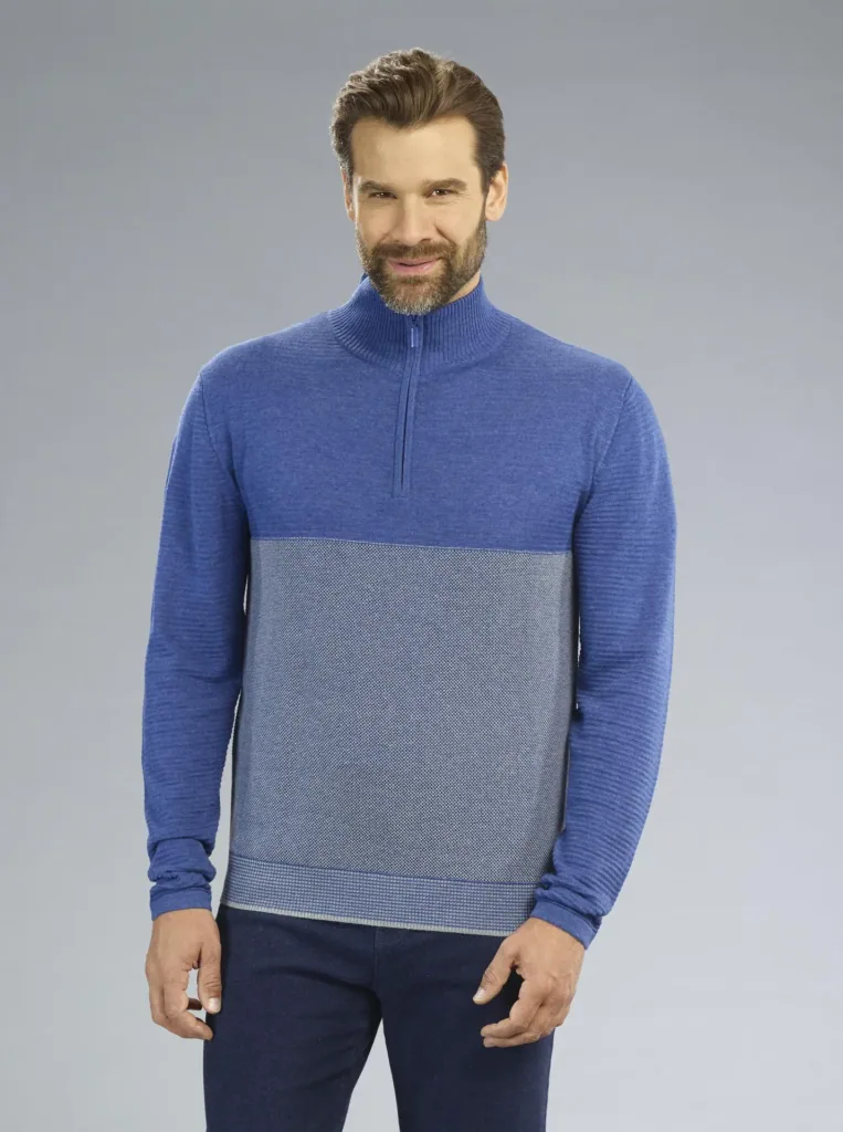 Sweater with zipper, color royal, size M