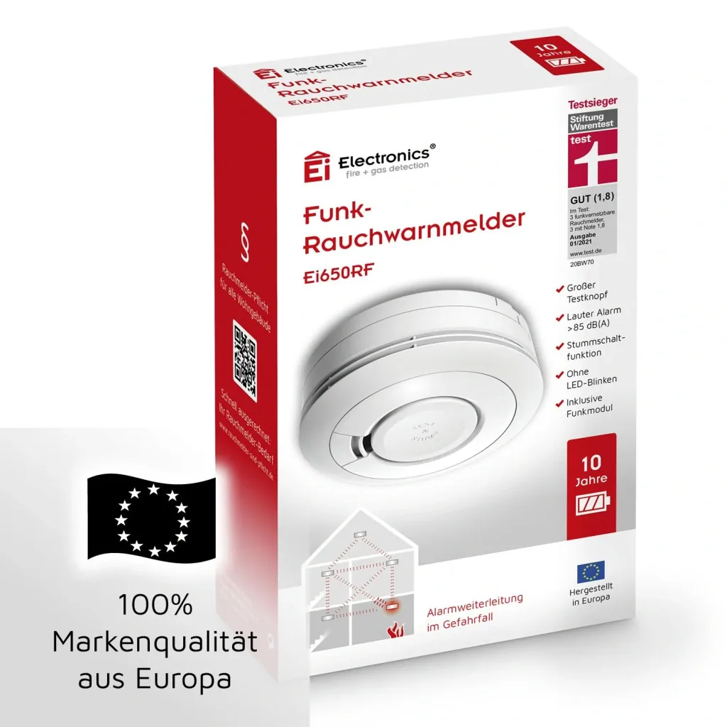 Wireless smoke alarm EI650RF with 10-year battery