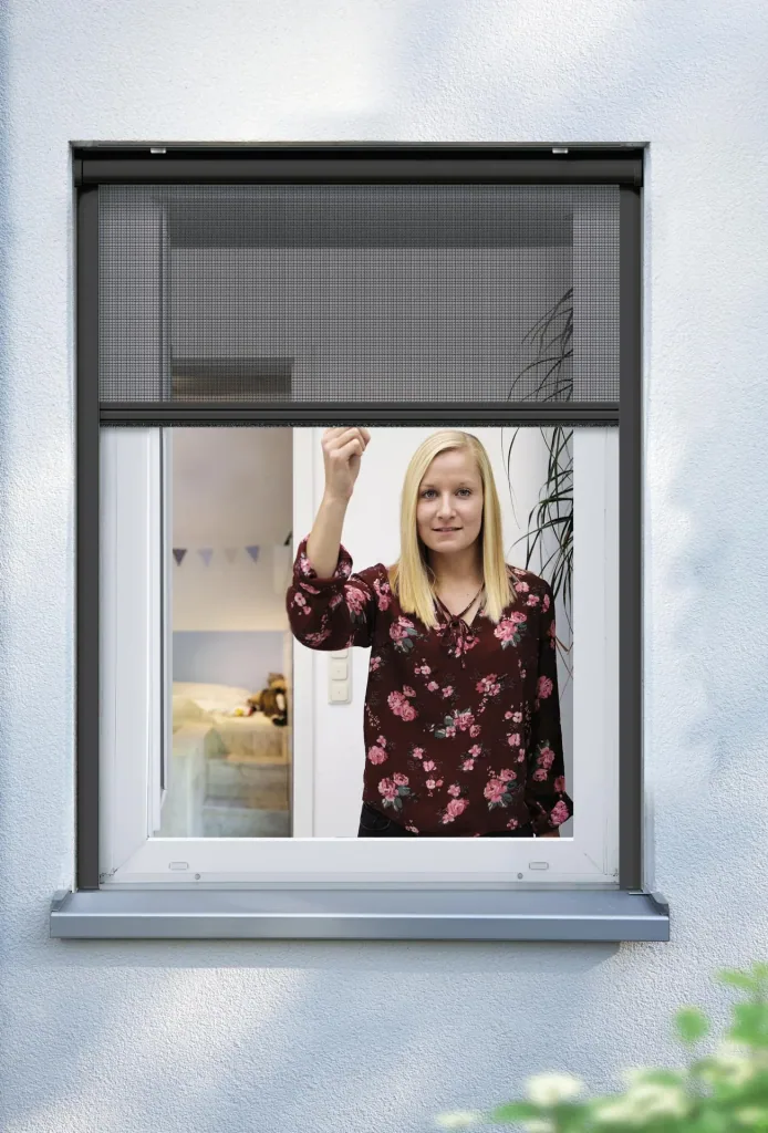 Insect screen roller blind for windows, anthracite, 130 x 160 cm