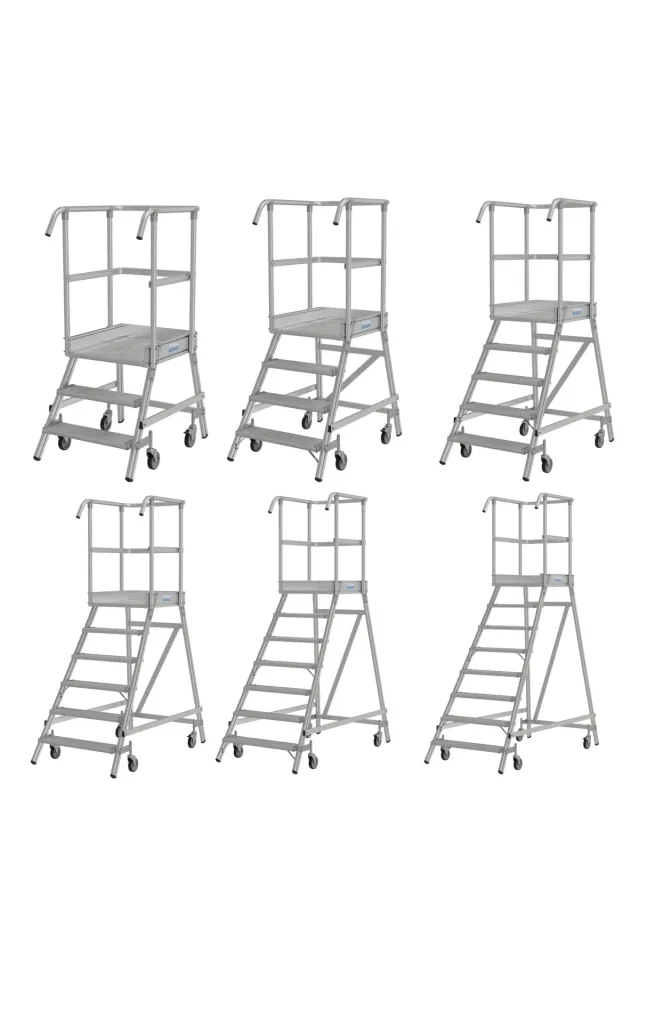 Platform ladder 4 aluminum steps one-sided, mobile