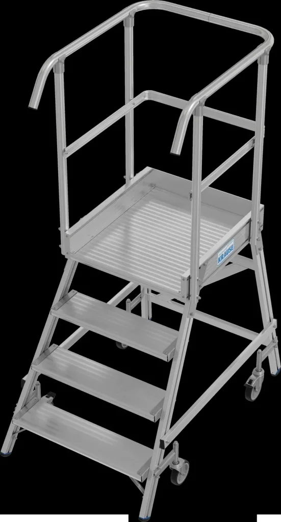 Platform ladder 4 aluminum steps one-sided, mobile