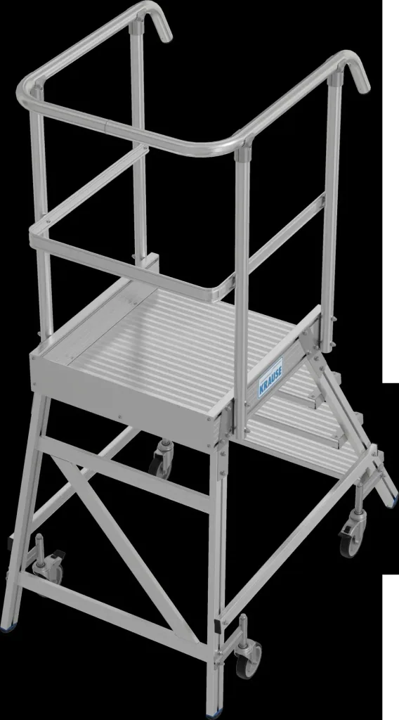 Platform ladder 4 aluminum steps one-sided, mobile