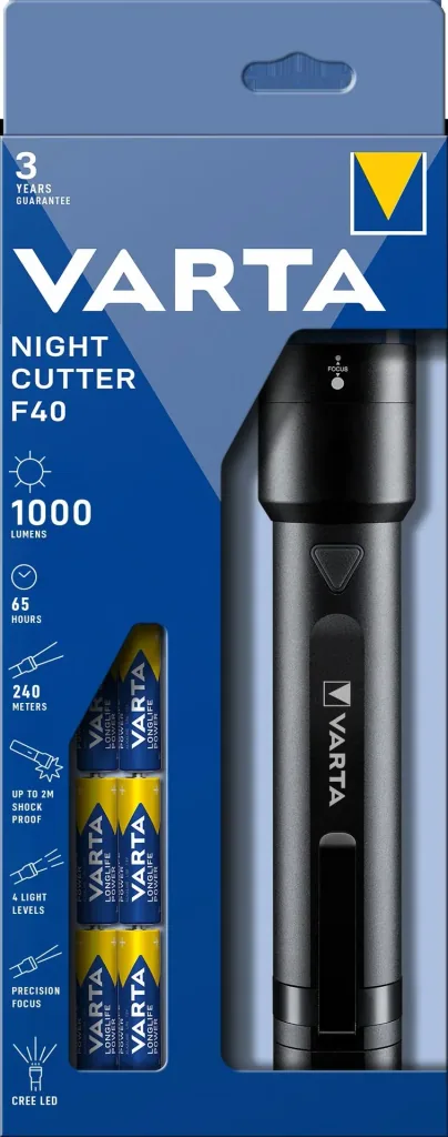 LED Flashlight - F40 Night Cutter, Continuously Focusable, Splashproof and Shockproof