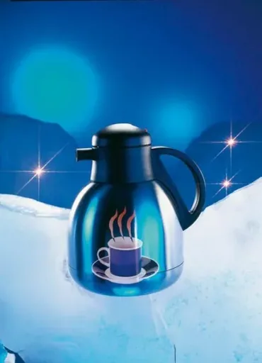 Stainless steel vacuum flask, 2.0 liters, height with lid 27 cm, without lid 24.5 cm