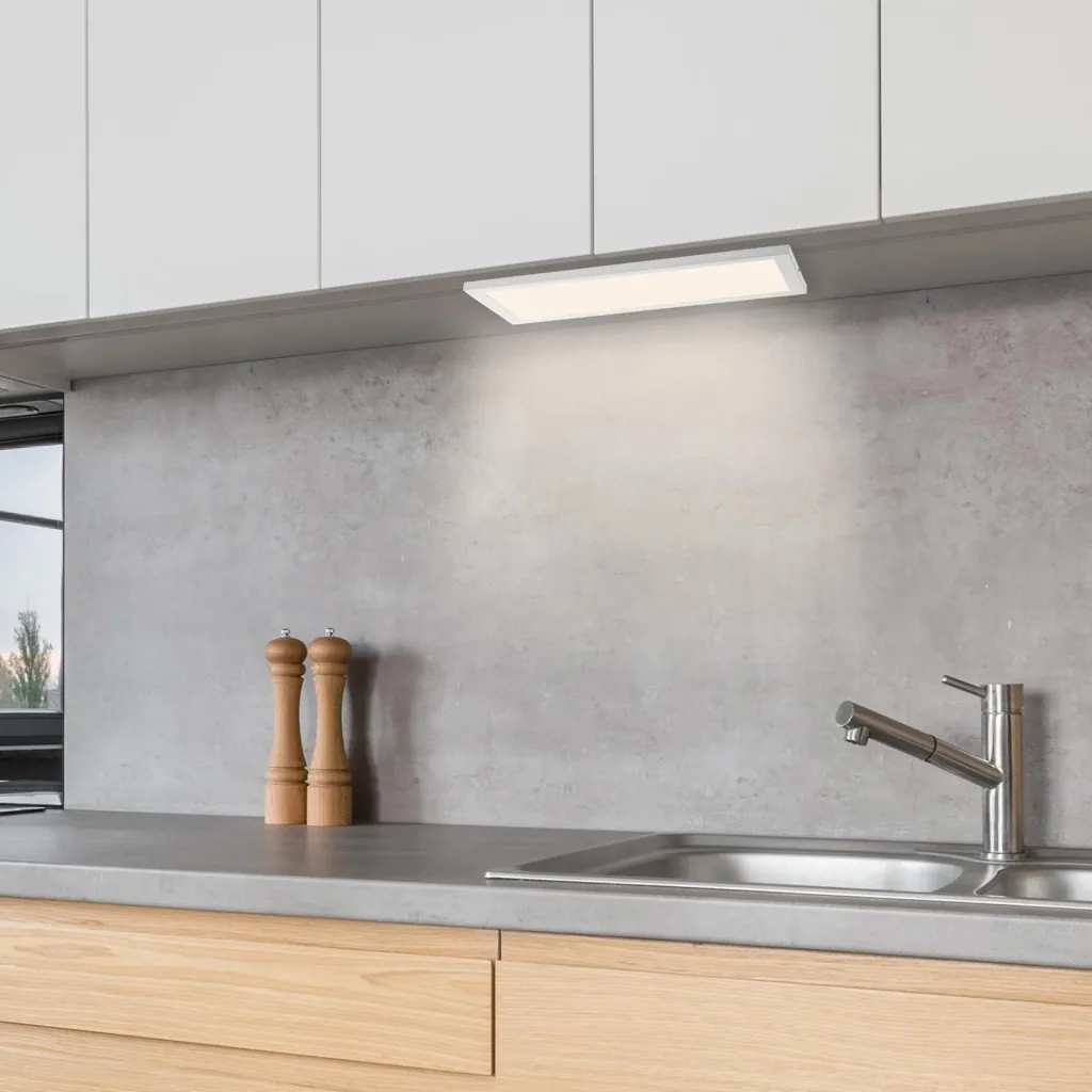 LED under-cabinet light panel with color change and memory function, dimmable
