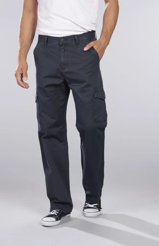 Cotton twill cargo pants, blue/grey, size 25